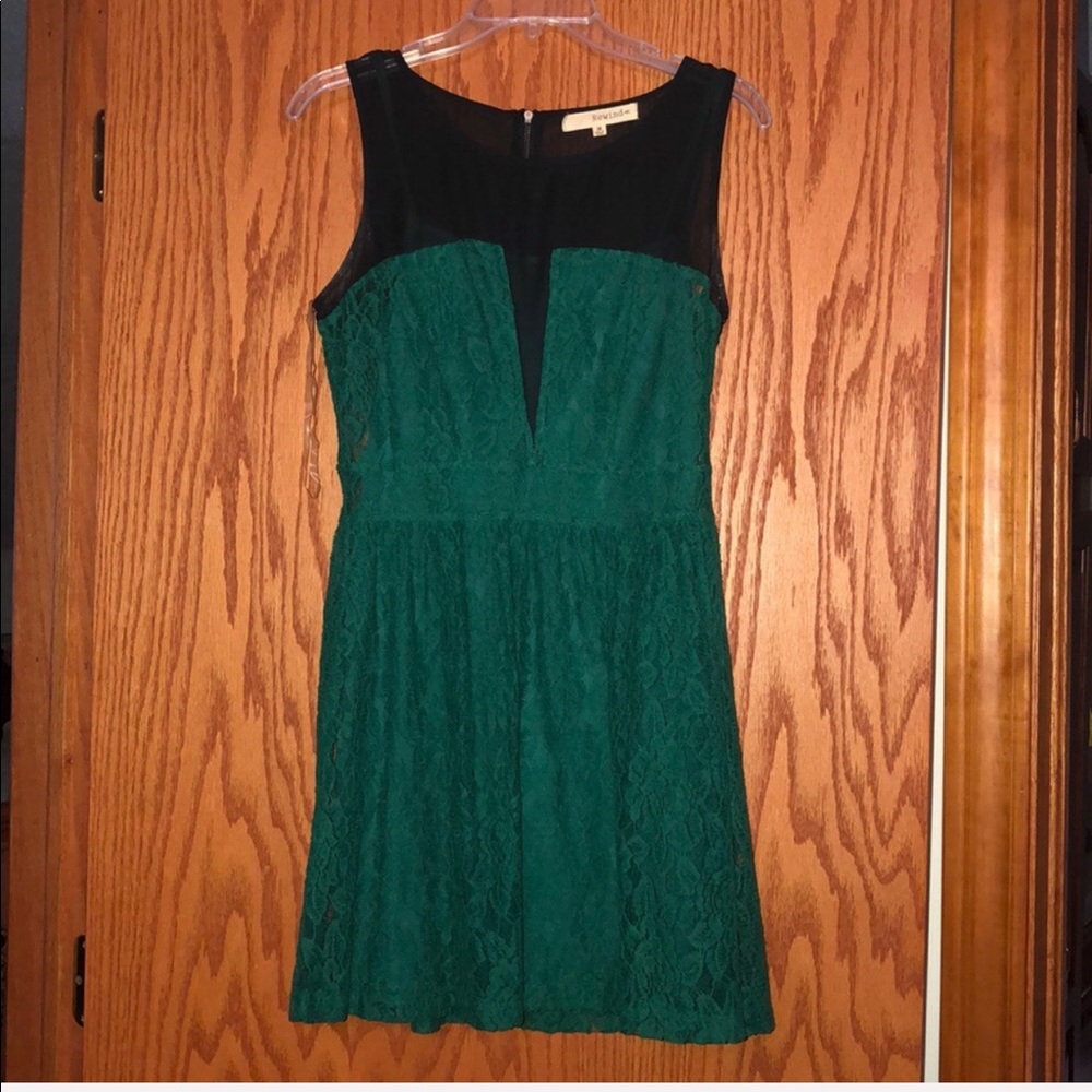 Lace and mesh green dress